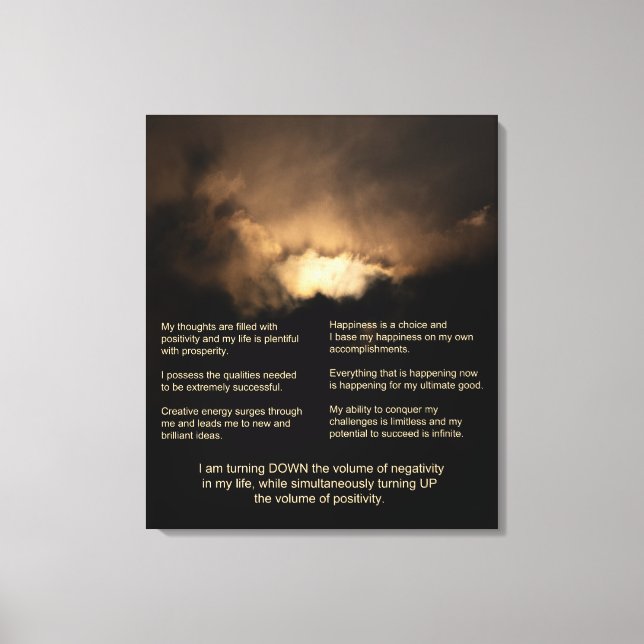 7 Tägliche Bejahungen - Hintergrund des dunklen Un Leinwanddruck (Vorderseite)