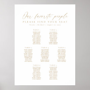 7 Tische Gold Unsere Lieblingsleute Sitzplan Poster