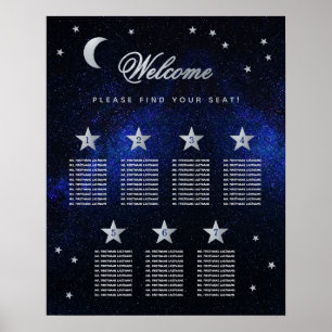 7 Tische Himmel Sterne Himmels Hochzeit Sitzplan Poster