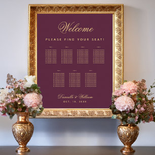 7 Tische Hochzeit Sitzplan - Einfache Weinfarbe Poster