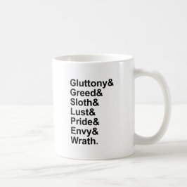 7 Tote Sins - Stolz Gluttony Lust Wrath Envy Tasse