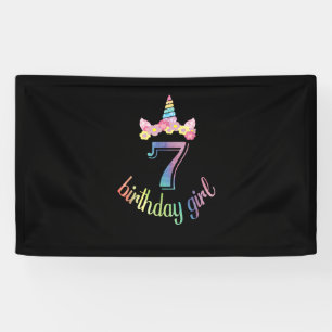 7. Unicorn Geburtstagsmädchen T - Shirt 7 Jahre al Banner