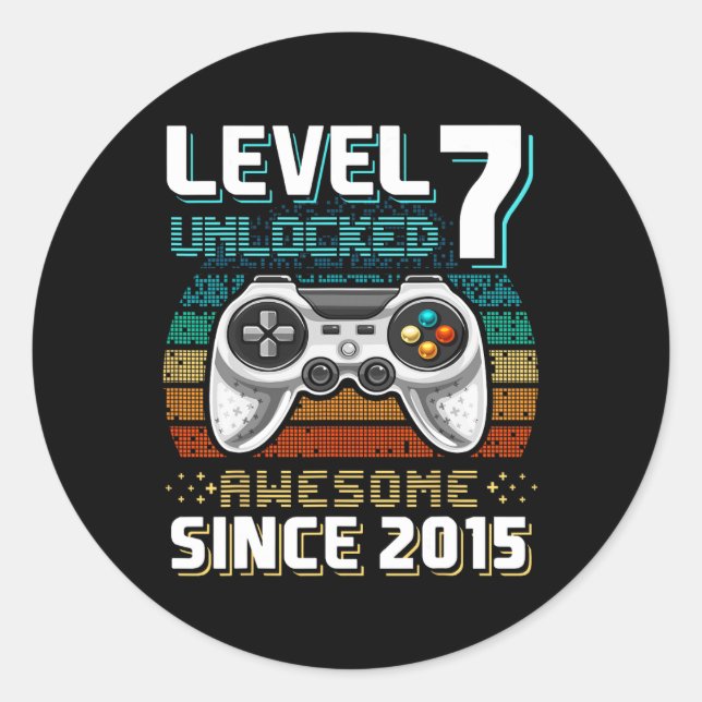 7 Unlock Phantastisch 2015 Videospiel 7. Geburtsta Runder Aufkleber (Vorderseite)