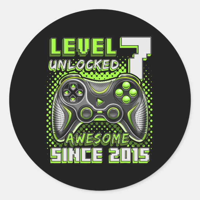 7 Unlocks Phantastisch 2015 Videospiel 7. Geburtst Runder Aufkleber (Vorderseite)