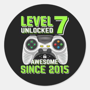 7 Unlocks Phantastisch 2015 Videospiel 7. Geburtst Runder Aufkleber