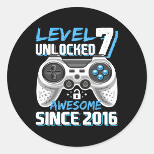 7 Unlocks Phantastisch 2016 Videospiel 7. Geburtst Runder Aufkleber