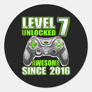 7 Unlocks Phantastisch 2016 Videospiel 7. Geburtst Runder Aufkleber