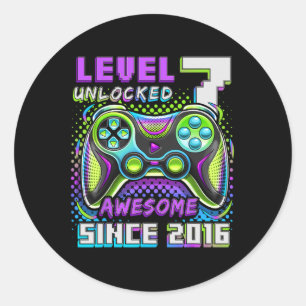 7 Unlocks Phantastisch 2016 Videospiel 7. Geburtst Runder Aufkleber