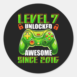 7 Unlocks Phantastisch 2016 Videospiel 7. Geburtst Runder Aufkleber