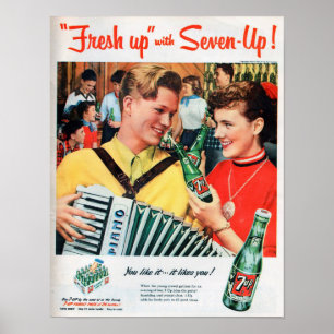 7 Up Vintag Soft Drink Retro Ad Poster