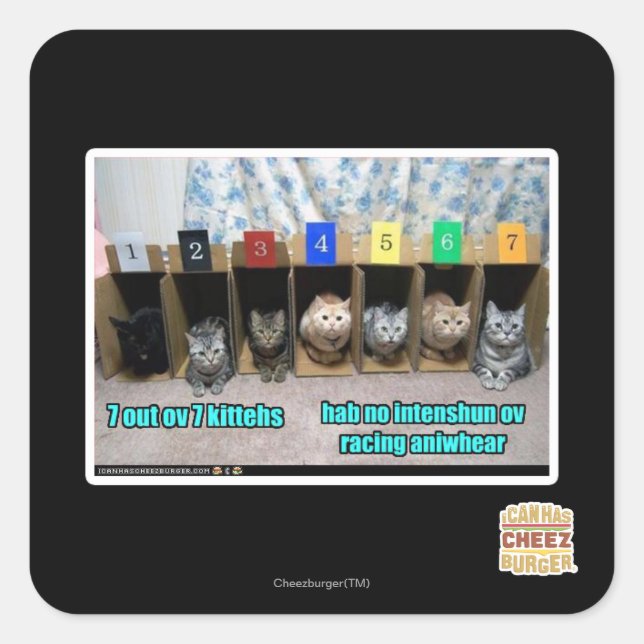 7 vor 7 Kätzchen Quadratischer Aufkleber (Vorderseite)