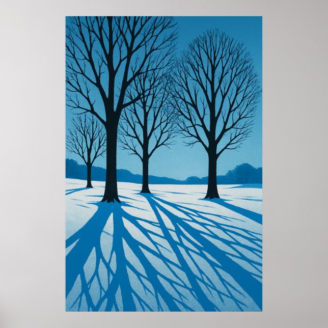 7. Winter, Blaue Schatten, saisonale Print Poster (Vorne)