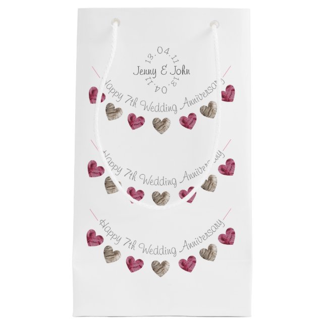 7. Wolle Herz Hochzeit Jubiläum kleine Geschenktas Kleine Geschenktüte (Vorderseite)