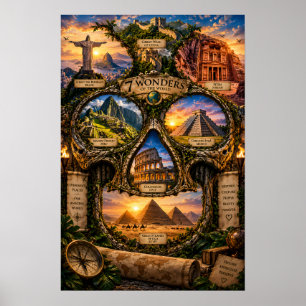 7 Wonders Skull-Kunstprint Geisteszustand Poster