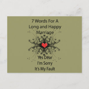 7 Worte für eine lange Ehe Postkarte