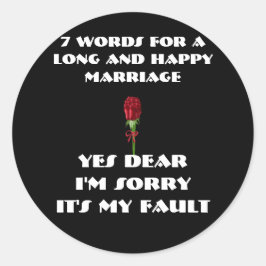 7 Worte für eine lange und glückliche Ehe Quadratischer Aufkleber