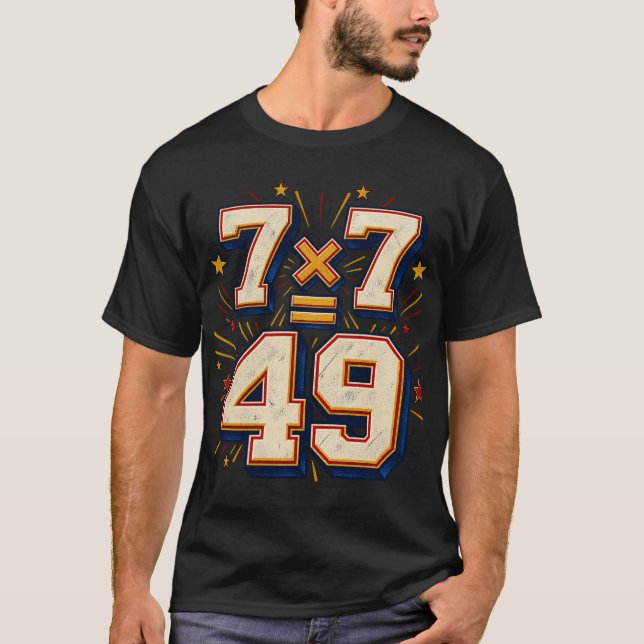 7 x 7 = 49 Retro Math T-Shirt (Vorderseite)