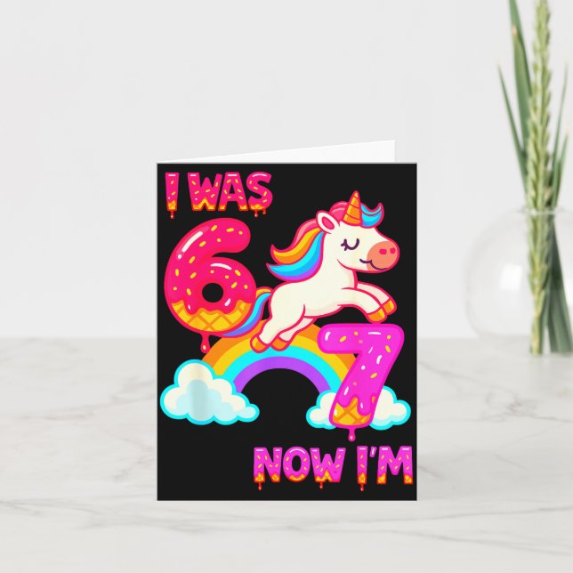 7 Year Old Birthday 67 Was 6 Now I'm 7 Dabbing Uni Karte (Vorderseite)