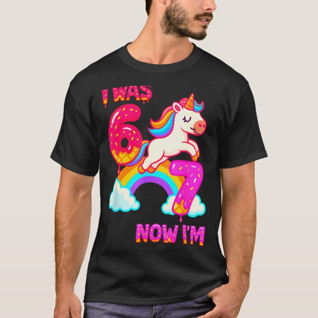 7 Year Old Birthday 67 Was 6 Now I'm 7 Dabbing Uni T-Shirt (Vorderseite)