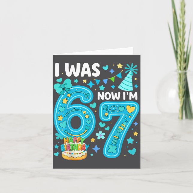 7 Year Old Birthday Boy I Was 6 Now I'm 7 67 Funny Karte (Vorderseite)