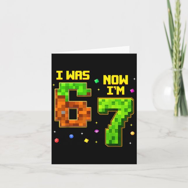 7 Year Old Birthday Funny I Was 6 Now I'm 7 Six Se Karte (Vorderseite)