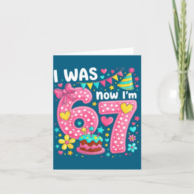 7 Year Old Birthday I Was 6 Now I'm 7  Karte (Vorderseite)