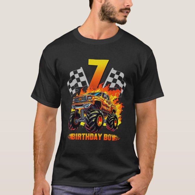 7 Year Old Birthday Monster Truck 7th Birthday Boy T-Shirt (Vorderseite)