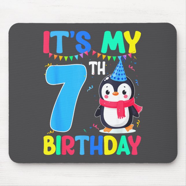 7 Year Old Birthday Penguin Themed It's My 7th Bir Mousepad (Vorne)