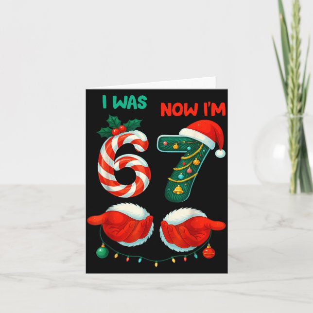 7 Year Old Birthday Shirt Was 6 Now I'm 7 67 Funny Karte (Vorderseite)