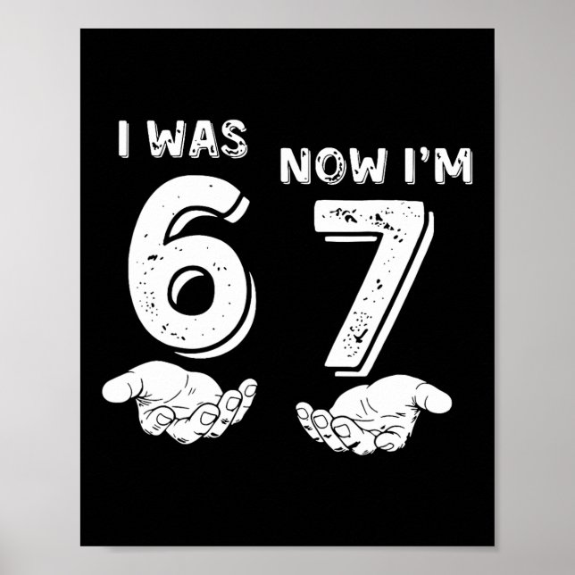 7 Year Old Birthday Shirt Was 6 Now I'm 7 67 Funny Poster (Vorne)