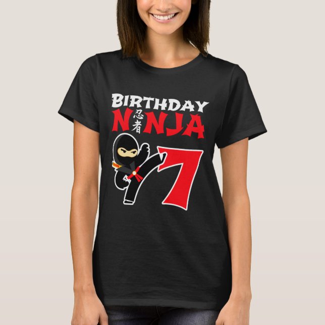 7 Year Old Karate Ninja Party Kids 7th Birthday T  T-Shirt (Vorderseite)