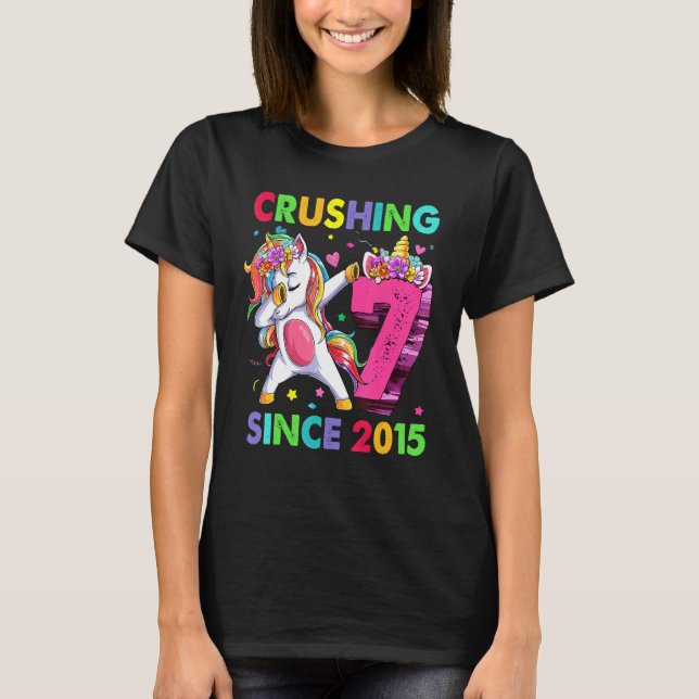7 Zerkleinerung seit 2015 Dabbing Unicorn 7. Gebur T-Shirt (Vorderseite)