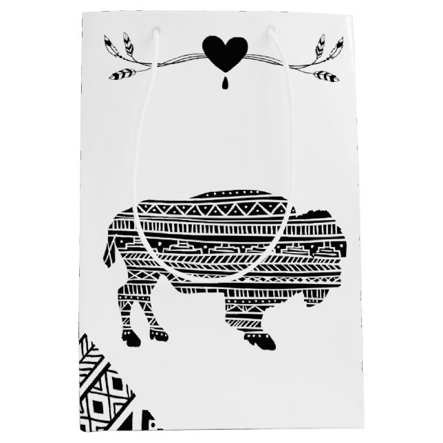 7lx4,5wx10h Mittlere Geschenktasche Boho Buffalo T Mittlere Geschenktüte (Vorderseite)