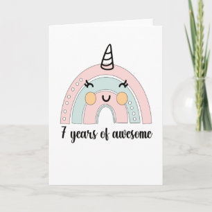 7th Birthday Boho Rainbow 7 Years Old Unicorn Karte