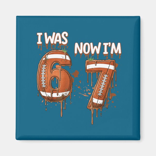 7th Birthday Boy I Was 6 Now I'm 7 Football Ice Cr Magnet (Vorne)