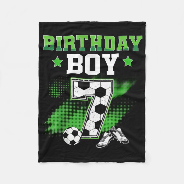 7th Birthday Boy Soccer 7 Year Old Sport 7yr Boys  Fleecedecke (Vorderseite)