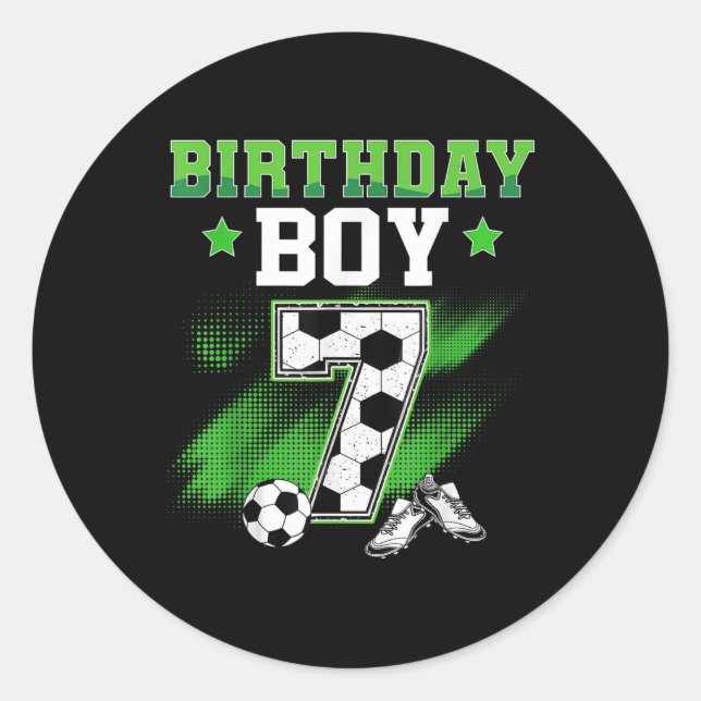 7th Birthday Boy Soccer 7 Year Old Sport 7yr Boys  Runder Aufkleber (Vorderseite)