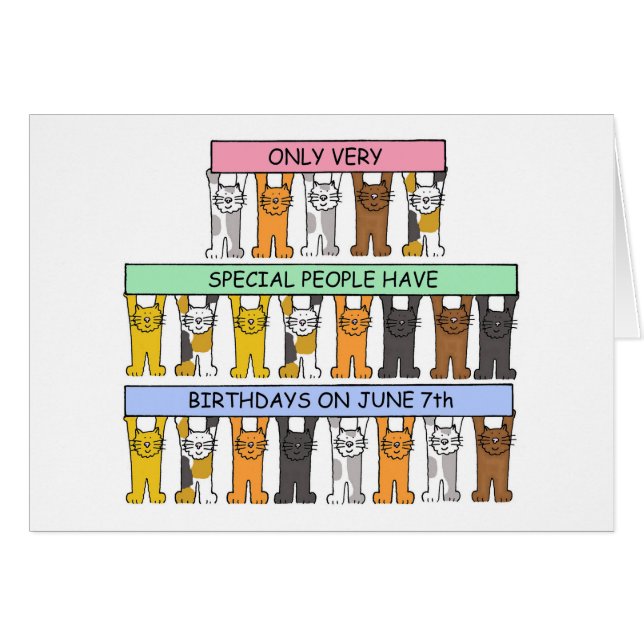 7th Birthday Cartoon Cats (Vorderseite (Horizontal))