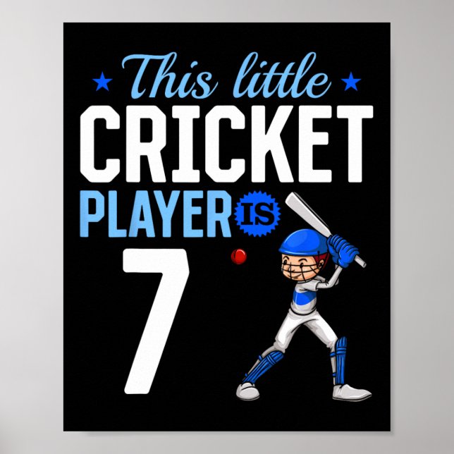 7th Birthday Cricket Player  Poster (Vorne)