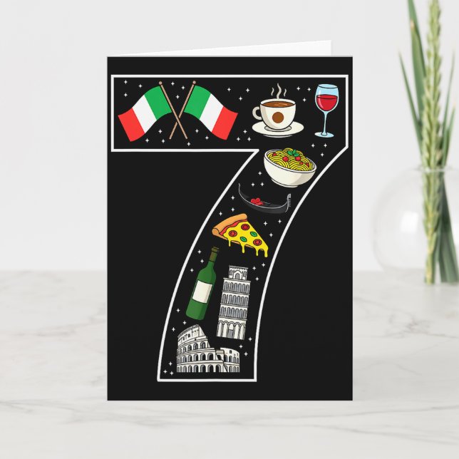 7th Birthday Italian Culture 7 Year Old Italy Flag Karte (Vorderseite)