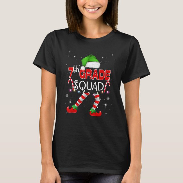 7th Grade Elf Squad Matching Teach Christmas Schoo T-Shirt (Vorderseite)