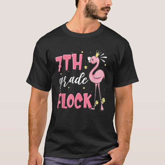 7th Grade Flock Flamingo Back To School Girls T-Shirt (Vorderseite)