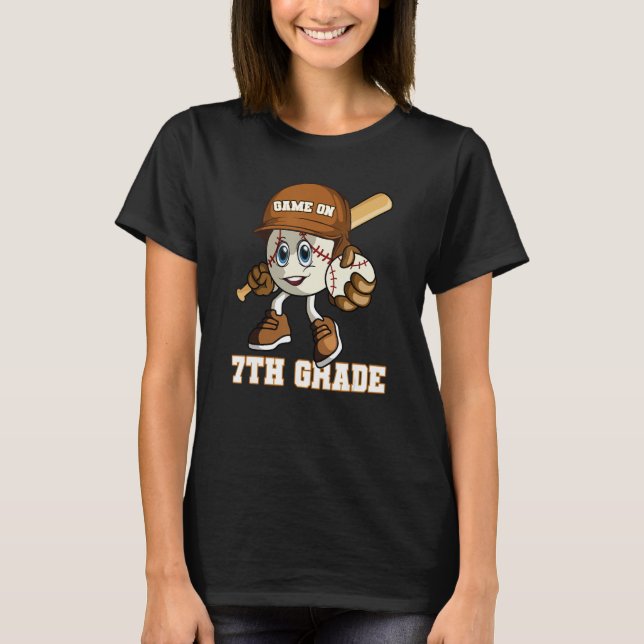 7th Grade Game On Baseball Back To School Boys Gir T-Shirt (Vorderseite)