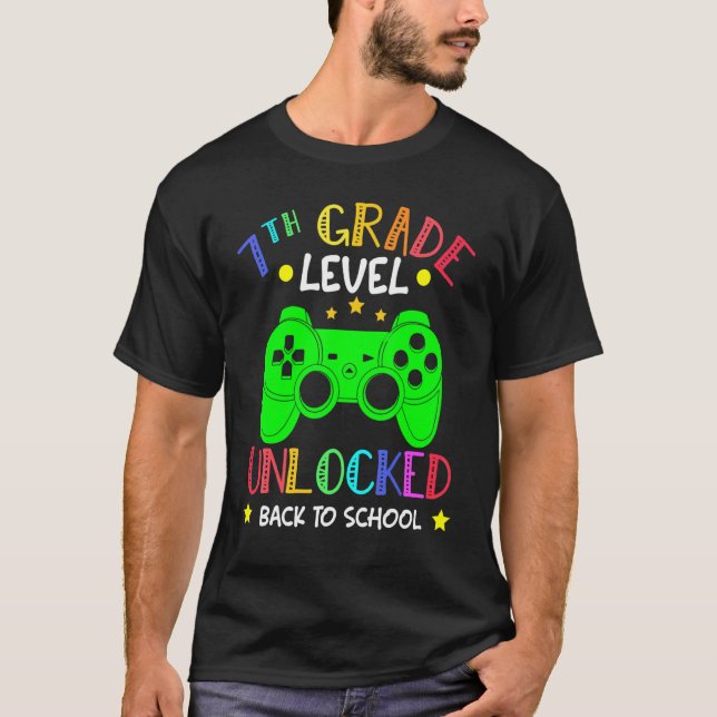 7th Grade Level Unlocked Video Game Back To School T-Shirt (Vorderseite)