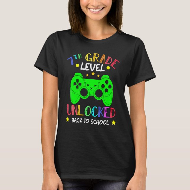 7th Grade Level Unlocked Video Game Back To School T-Shirt (Vorderseite)