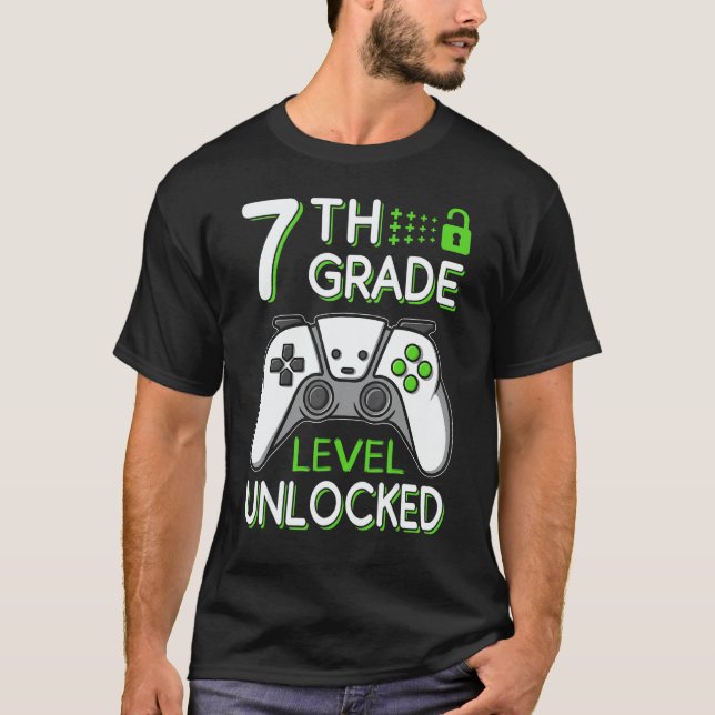 7th Grade Level Unlocked VideoGame Gamer Back to S T-Shirt (Vorderseite)