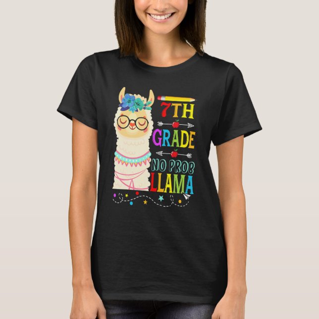 7th Grade No Prob Llama Back To School First Day 1 T-Shirt (Vorderseite)