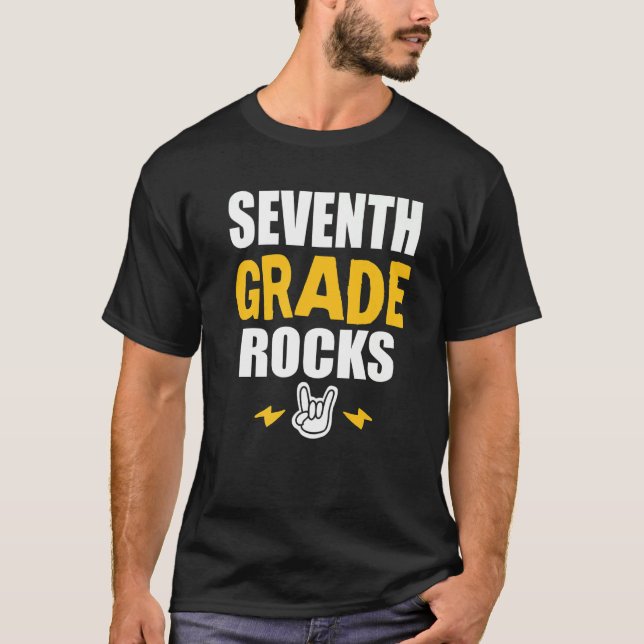 7th Grade Rocks  Back To School Music Teacher Stud T-Shirt (Vorderseite)