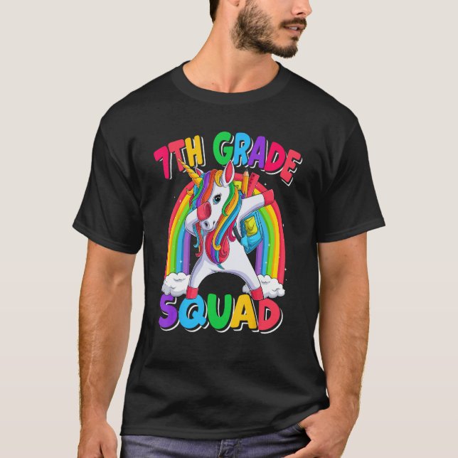 7th Grade Squad Dabbing Unicorn Back to School Kid T-Shirt (Vorderseite)