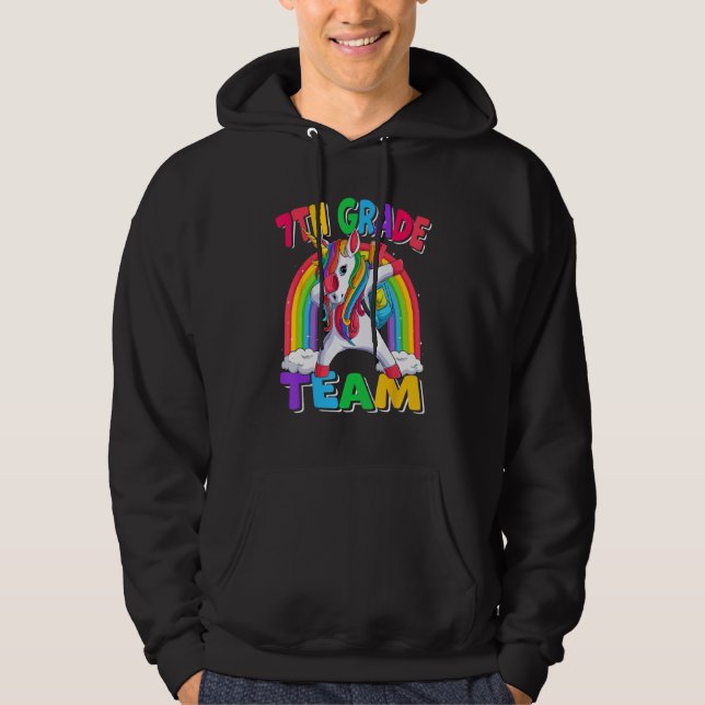 7th Grade Team Dabbing Unicorn Back to School Kids Hoodie (Vorderseite)